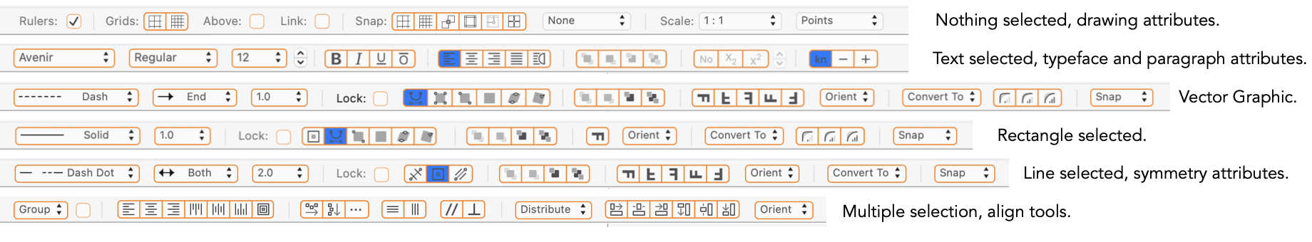 EazyDraw Attributes Toolbar Examples