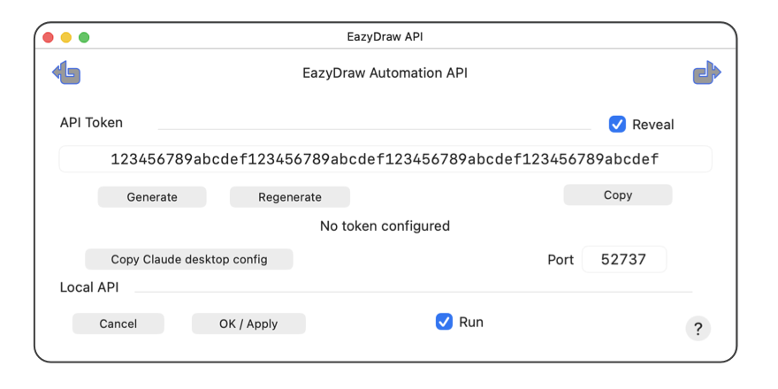 EazyDraw Automation API settings panel.