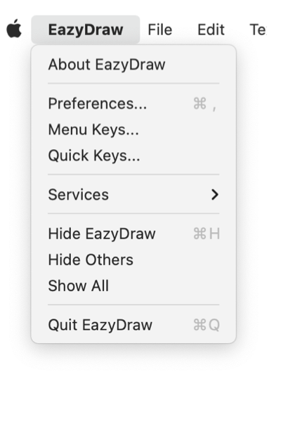 EazyDraw About EazyDraw macOS system menu.