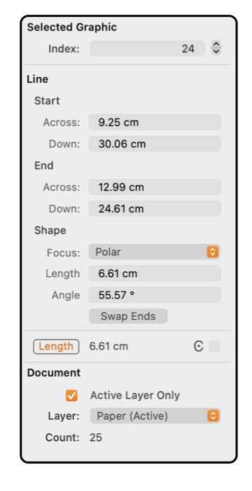EazyDraw parameters for a line.