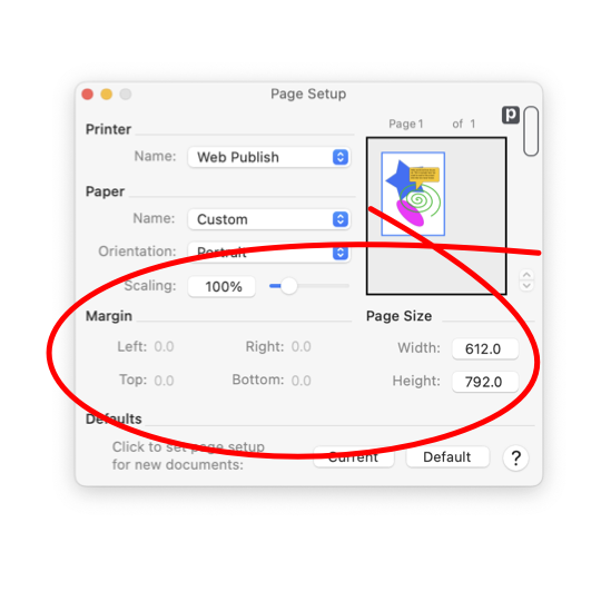 EazyDraw Page Setup Margin