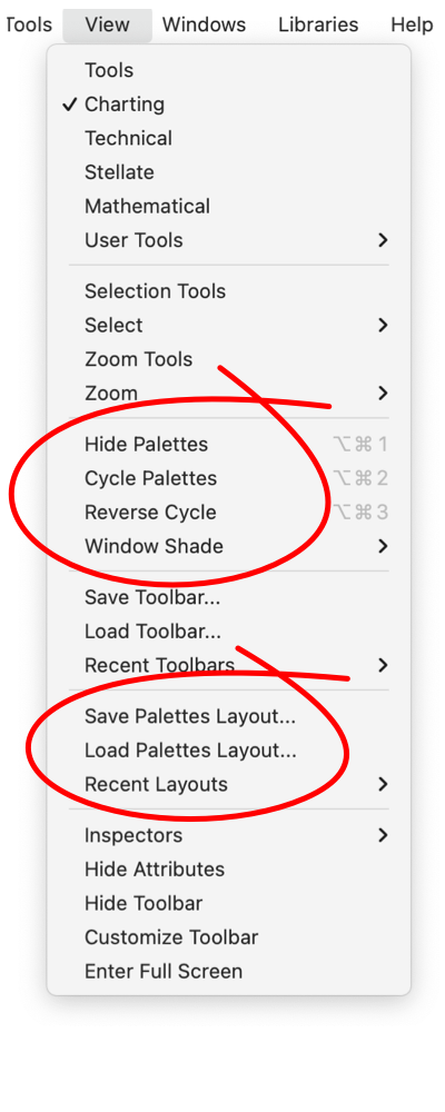 EazyDraw Palette Layout Menu