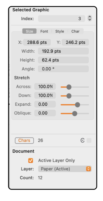EazyDraw Text Size Graphic Inspection Details