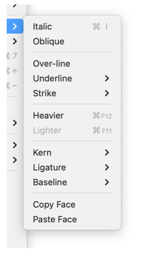 EazyDraw Text Style Submenu