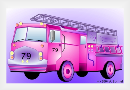 Childrens book illustration of a fire truck using Apple drawing software