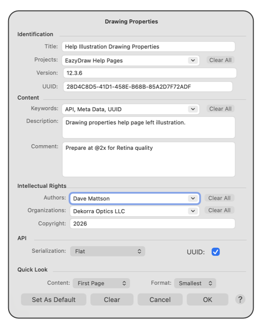 EazyDraw Doc Properties