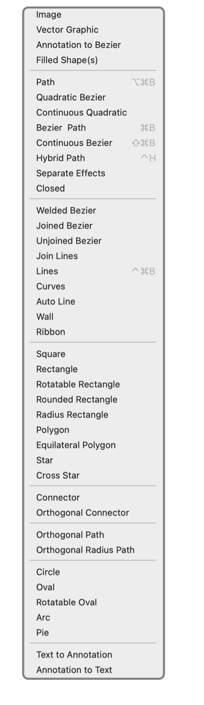 EazyDraw Convert Menu