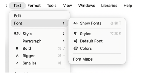 EazyDraw Font Submenu