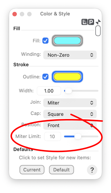 EazyDraw Miter Limit Style