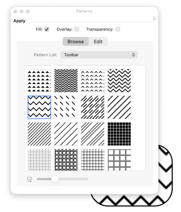 EazyDraw Patterns Panel