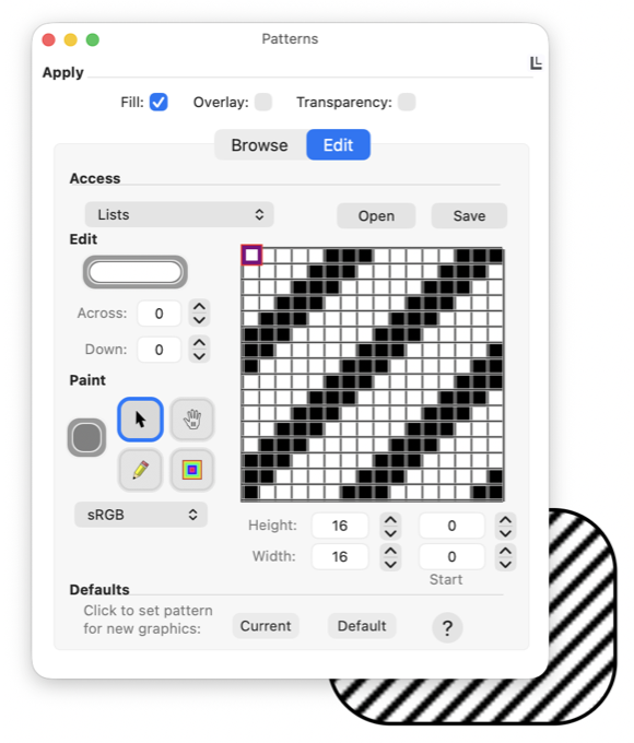 EazyDraw Patterns Panel