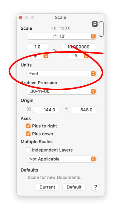 EazyDraw drawing scale paramter palette.